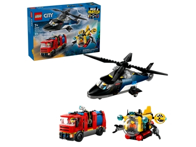 LEGO 60462 City Helikopter, brandweerauto en onderzeeër remix